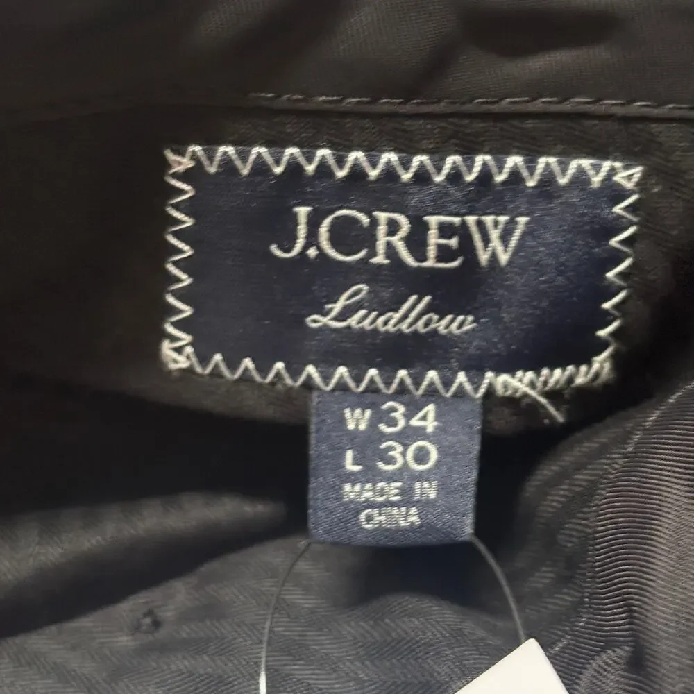 NWT J CREW LUDLOW BLACK SEERSUCKER SUIT SIZE 40